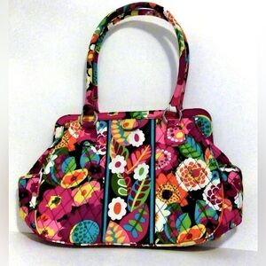 Vera Bradley Colorful Floral Va Va Bloom Satchel Shoulder Frame Bag